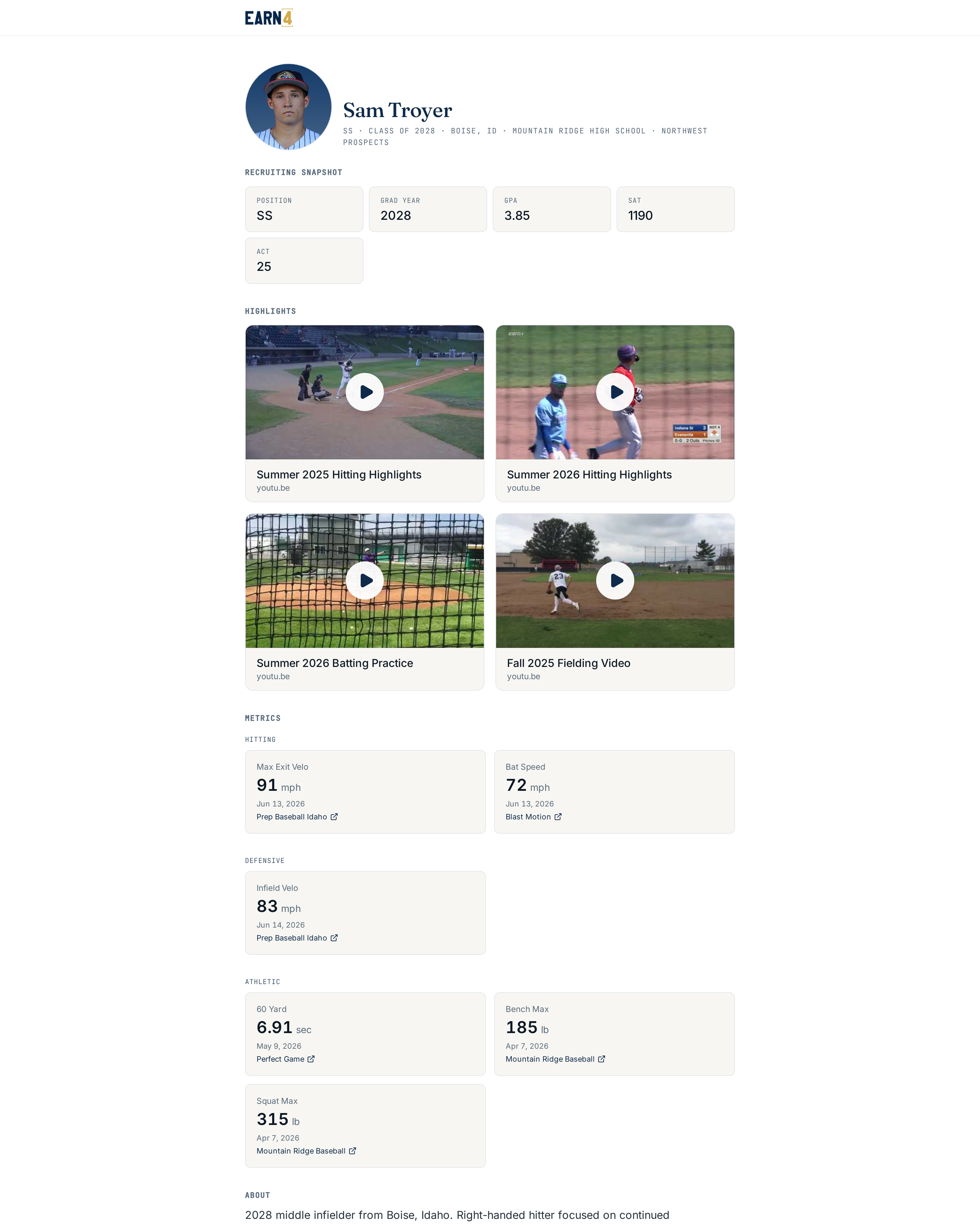 Public recruiting profile a coach receives